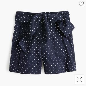 NWT! J. Crew Tie-waist short in clip dot navy and white